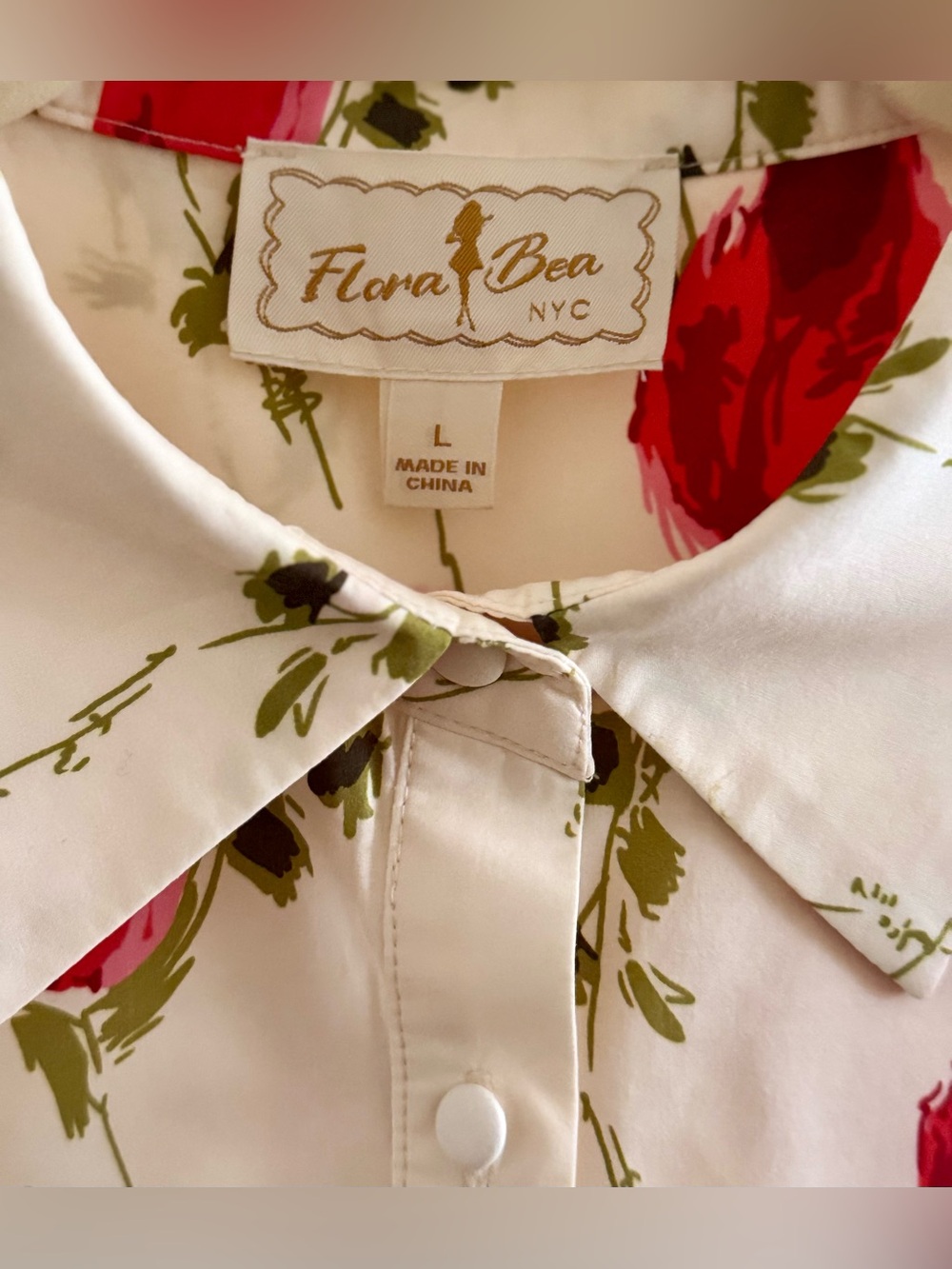 🌹Flora Bea NYC Floral Short-Sleeve Shirt Dress / Size Large🌹